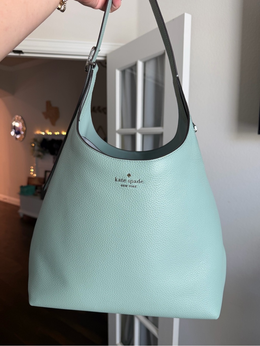 Kate Spade 454 large tote light teal/Mint Green Pebbled Leather Shoulder Bag